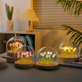 Đèn ngủ hoa tulip nhiều màu sắc nguyên liệu tự làm thủ công đèn led nhiều màu sắc đèn hoa để bàn đồ decor trang trí