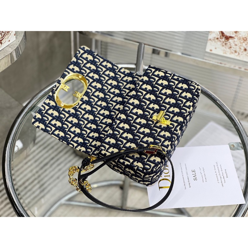 Túi xách nữ đeo chéo Dior hộp thêu logo hãng fullbox