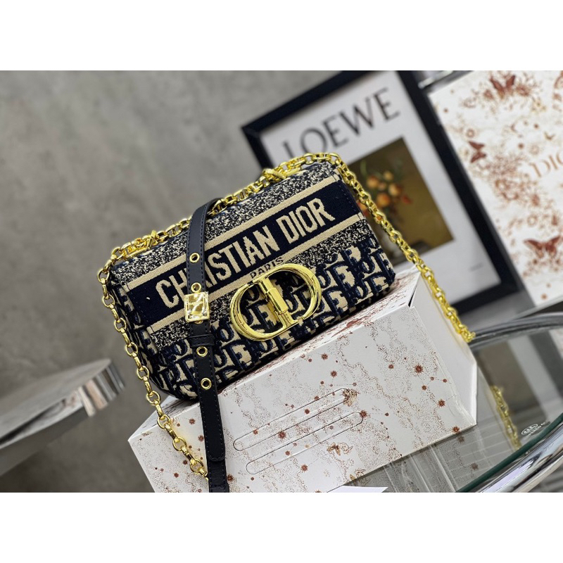 Túi xách nữ đeo chéo Dior hộp thêu logo hãng fullbox
