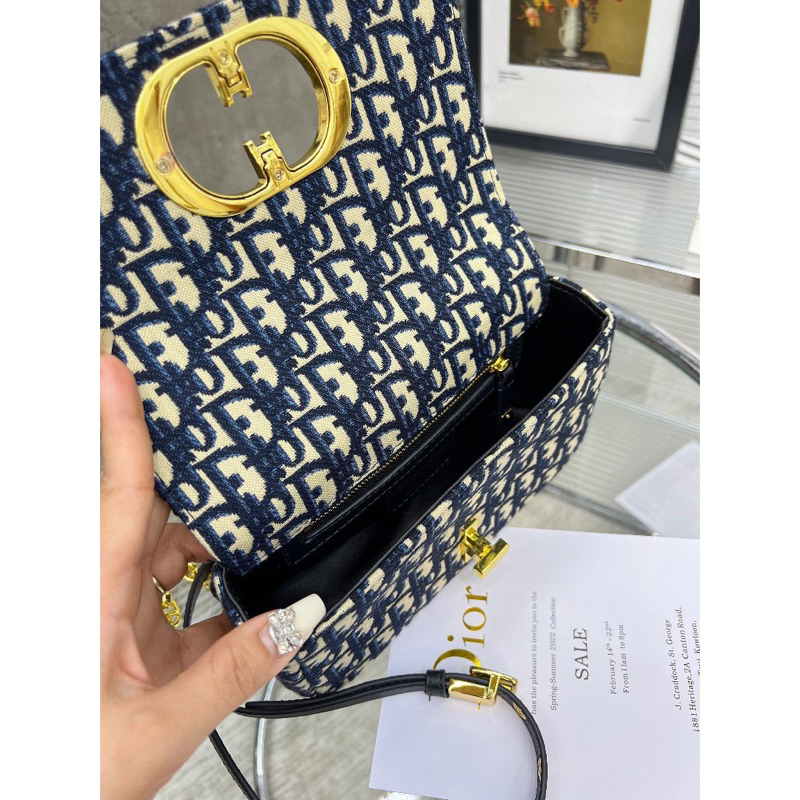 Túi xách nữ đeo chéo Dior hộp thêu logo hãng fullbox