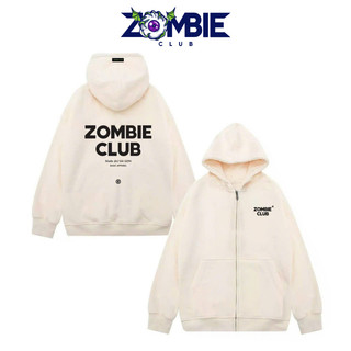Áo hoodie zip zombie club x pamin logo ss3 màu kem hzb13