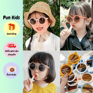Kính mắt râm Gọng tròn phong cách Vintage chống tia UV cho bé trai bé gái từ 1-6 tuổi