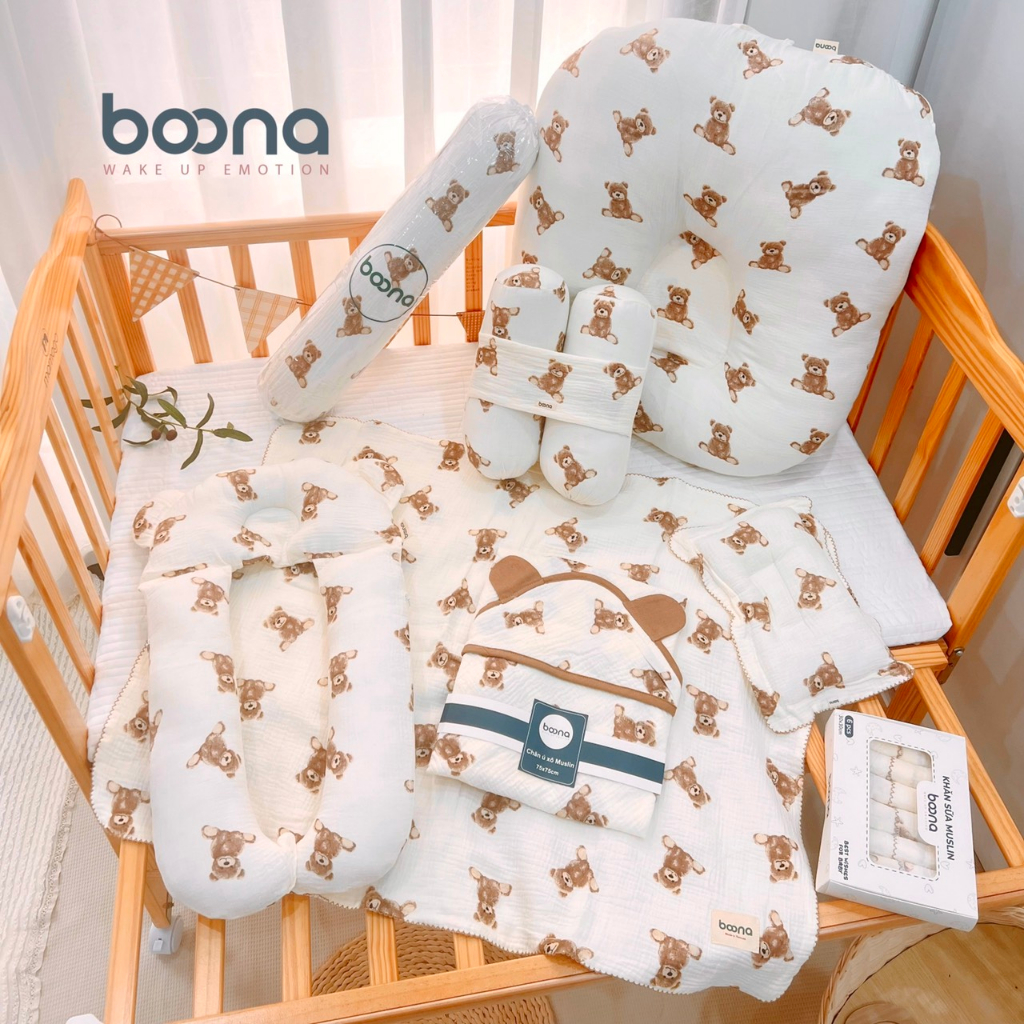 Combo Đệm Gối Cho Bé Sơ Sinh, Combo Bộ Đệm Gối Khăn Hàng Loại 1 Siêu Cute