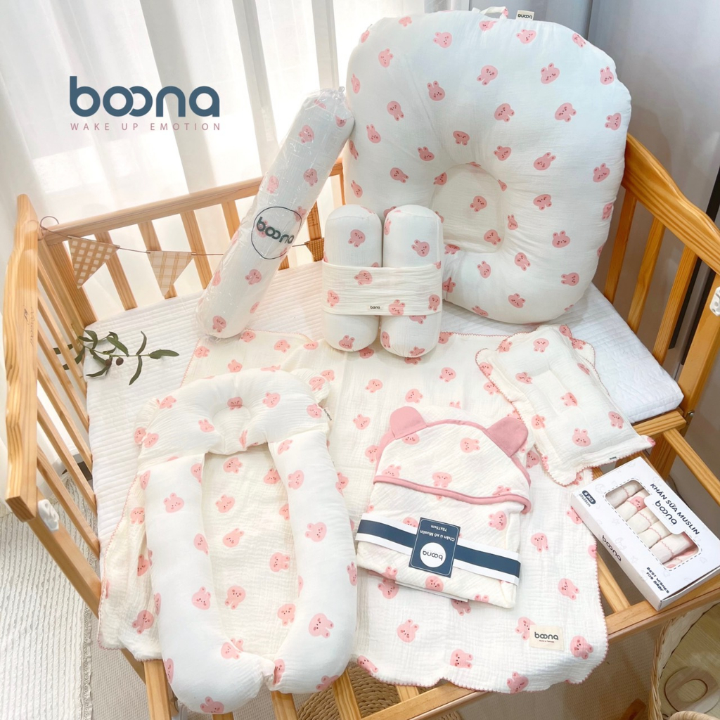 Combo Đệm Gối Cho Bé Sơ Sinh, Combo Bộ Đệm Gối Khăn Hàng Loại 1 Siêu Cute