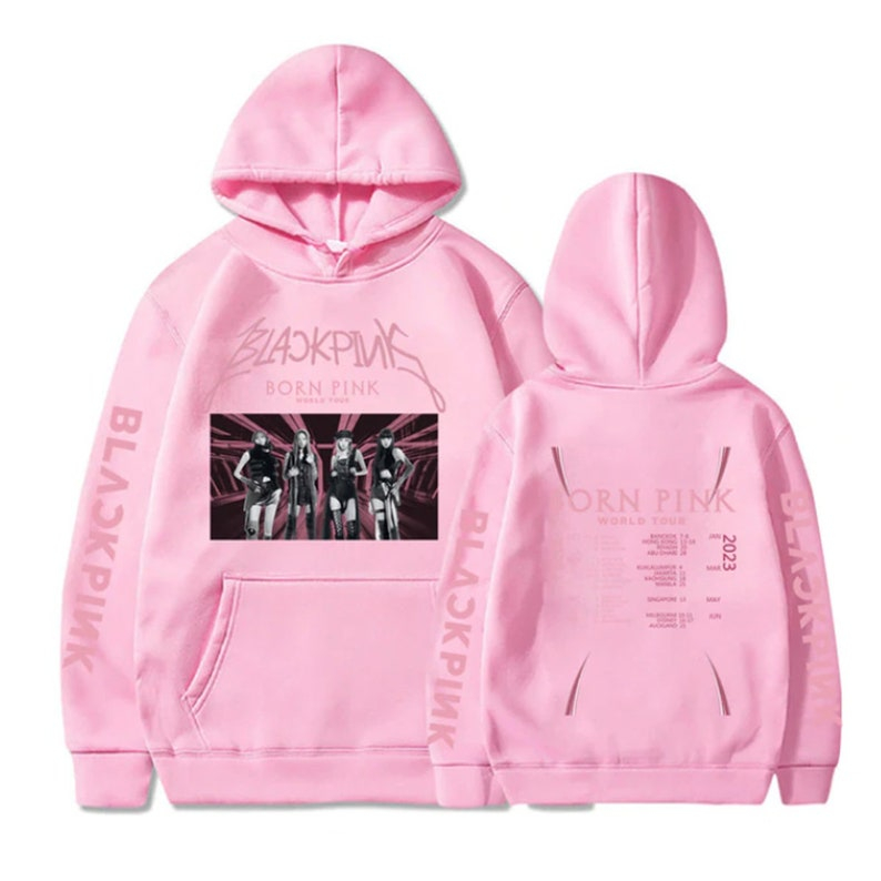 Áo hoodie họa tiết có mũ trùm đầu Blackpink Born Pink