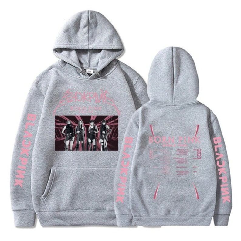 Áo hoodie họa tiết có mũ trùm đầu Blackpink Born Pink