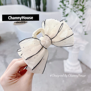 Kẹp tóc ngoạm dọc nơ voan xốp đính đá bling công chúa cốt kẹp 11cm