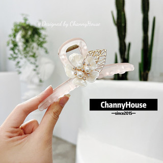 Channyhouse_Kẹp tóc ngoạm dọc hoa trai cốt 13cm QC cao cấp