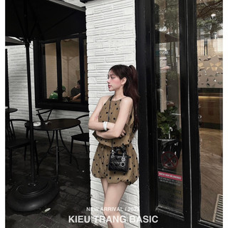 Set Áo Dây Quần Sooc Boom Chấm Bi Kiều Trang Basic