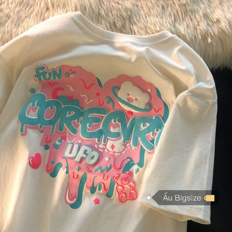Áo thun ngắn tay TRÁI TIM CORE dễ thương Super Bigsize đến 150kg