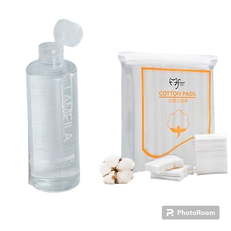 Nước tẩy trang 300ml LAMELILA Và Bông Tẩy Trang 222 miếng, Tẩy Trang Cho Mọi Loại Da