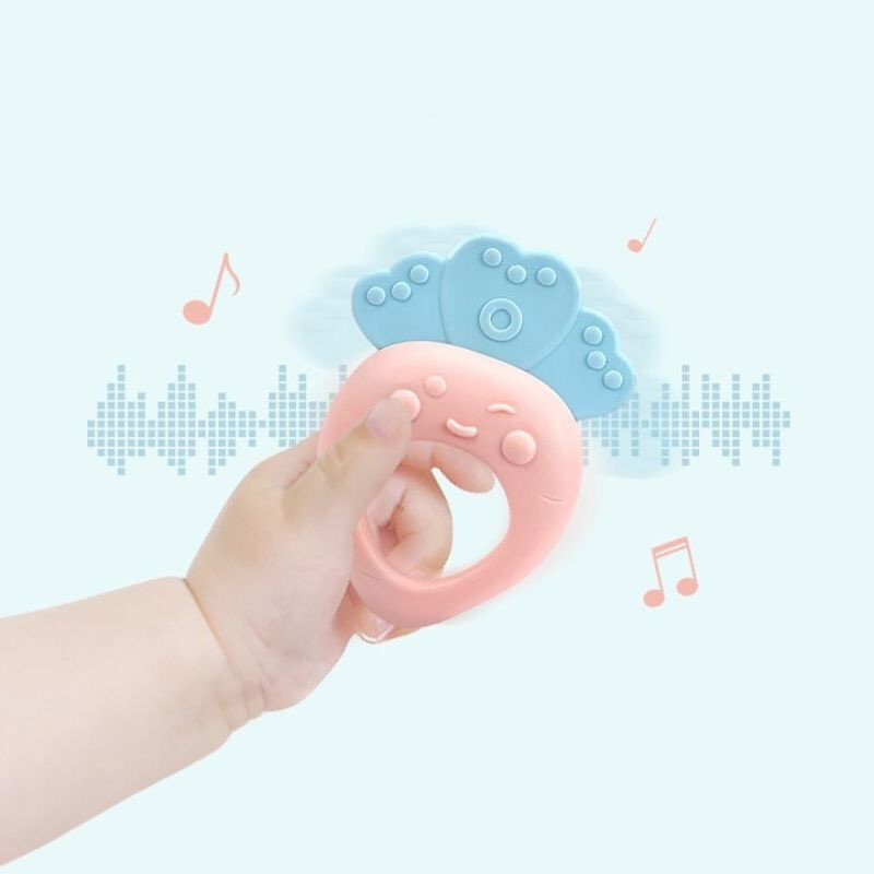 Gặm Nướu Silicon Cho Bé Moyuum,  Baby Rattle, Donut. Bộ Đồ Chơi Xúc Xắc, Lục Lạc Cho Bé