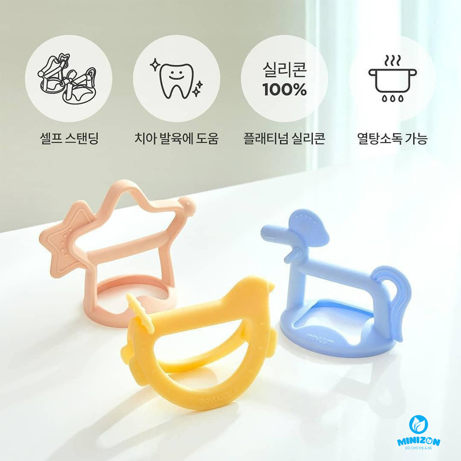 Gặm Nướu Silicon Cho Bé Moyuum,  Baby Rattle, Donut. Bộ Đồ Chơi Xúc Xắc, Lục Lạc Cho Bé