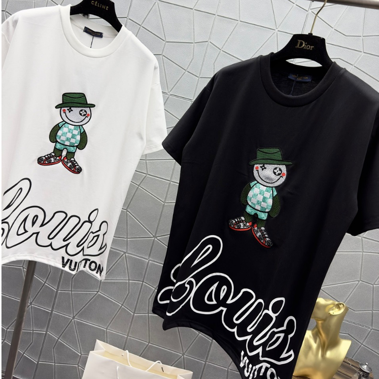 Áo Thun .L.v. Bản thêu chú hề siêu nét từng đường kim chất cotton dày dặn Hàng Scap