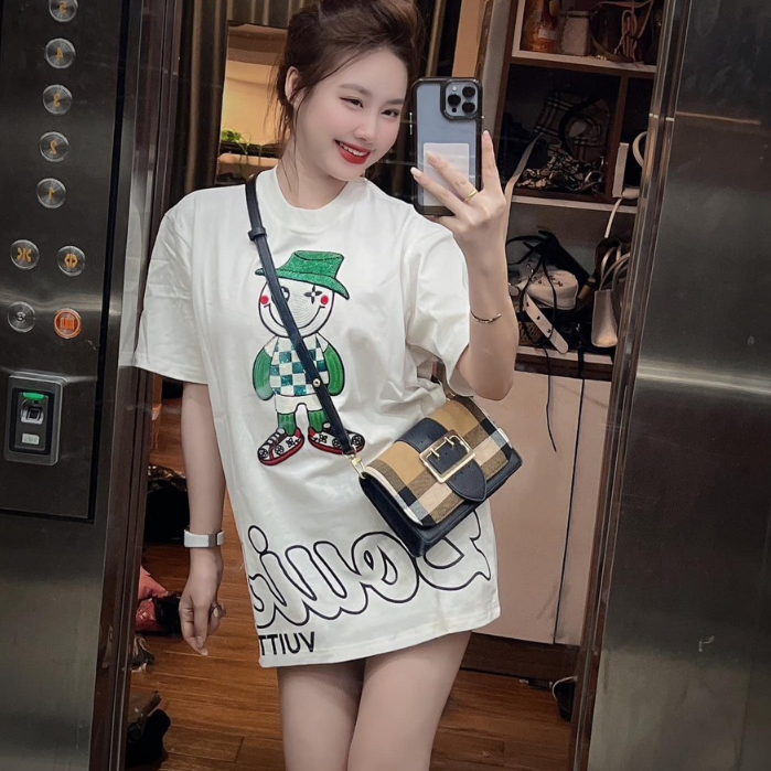 Áo Thun .L.v. Bản thêu chú hề siêu nét từng đường kim chất cotton dày dặn Hàng Scap