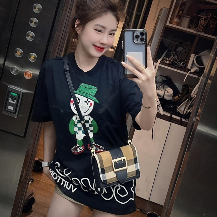 Áo Thun .L.v. Bản thêu chú hề siêu nét từng đường kim chất cotton dày dặn Hàng Scap