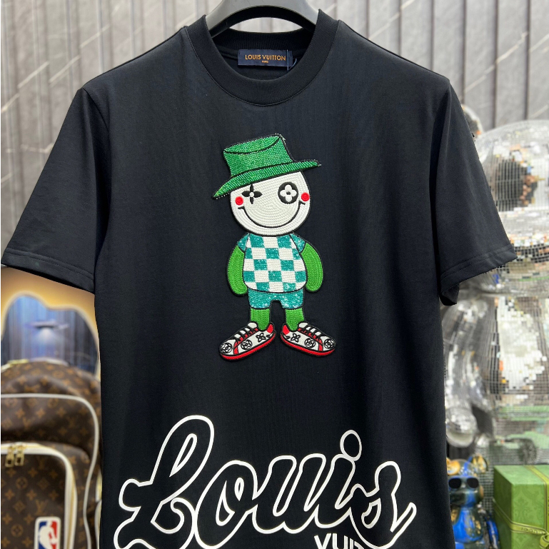 Áo Thun .L.v. Bản thêu chú hề siêu nét từng đường kim chất cotton dày dặn Hàng Scap