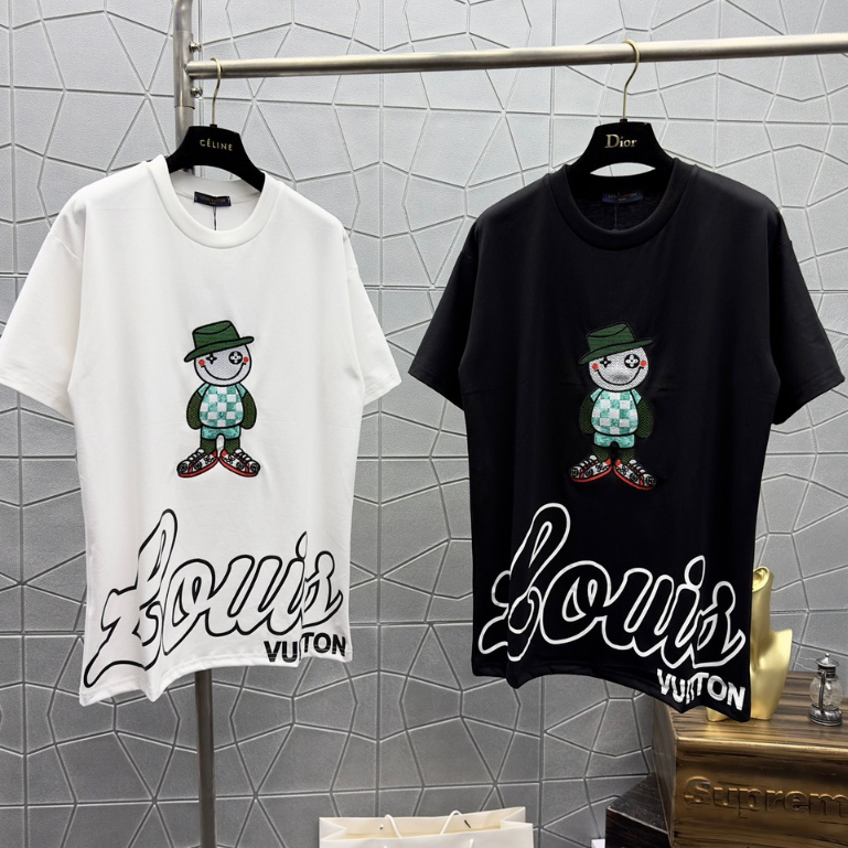 Áo Thun .L.v. Bản thêu chú hề siêu nét từng đường kim chất cotton dày dặn Hàng Scap