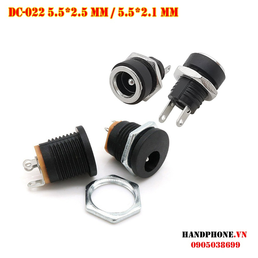 Đầu Jack DC5.5x2.1MM 5.5x2.5mm DC022B có ốc vặn