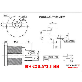 Đầu Jack DC5.5x2.1MM 5.5x2.5mm DC022B có ốc vặn
