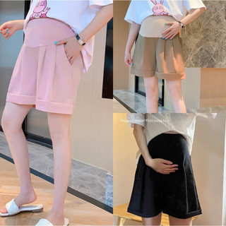 Quần Đùi Bầu Rubi ống rộng thời trang, gấp gấu trẻ trung có chun chỉnh bụng
