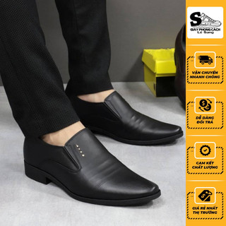Giày tây nam da cao cấp, Giày lười tăng chiều cao 6-7cm, đế cao su nguyên tấm chống trơn- Giày Da TN