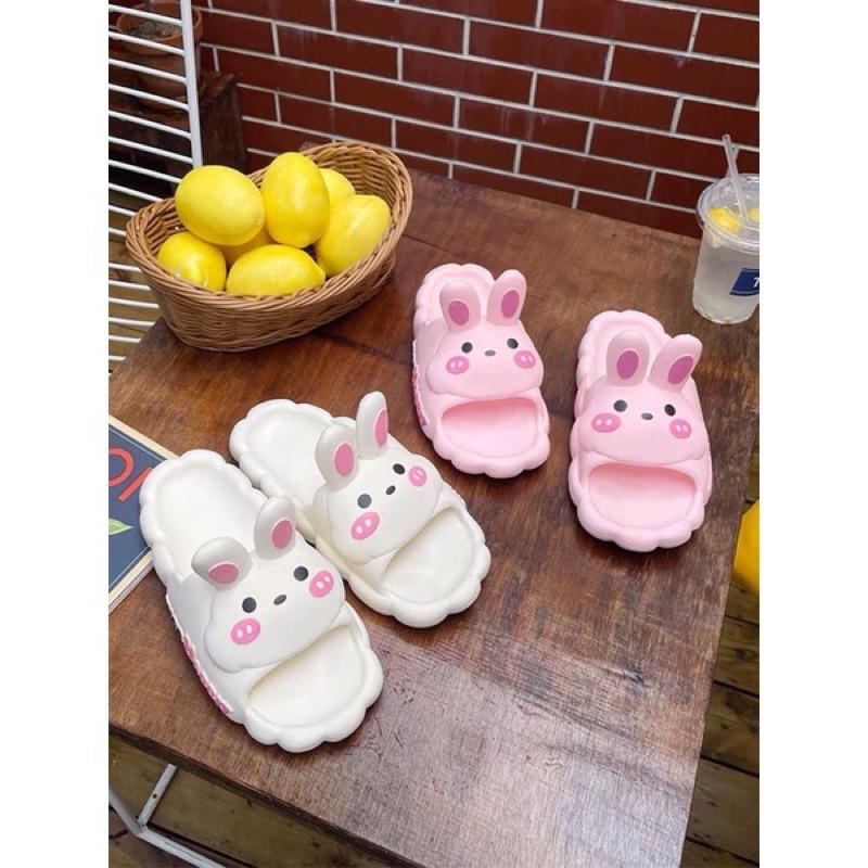 Dép bánh mì hình tai thỏ dễ thương cho bé gái chất cao su siêu nhẹ