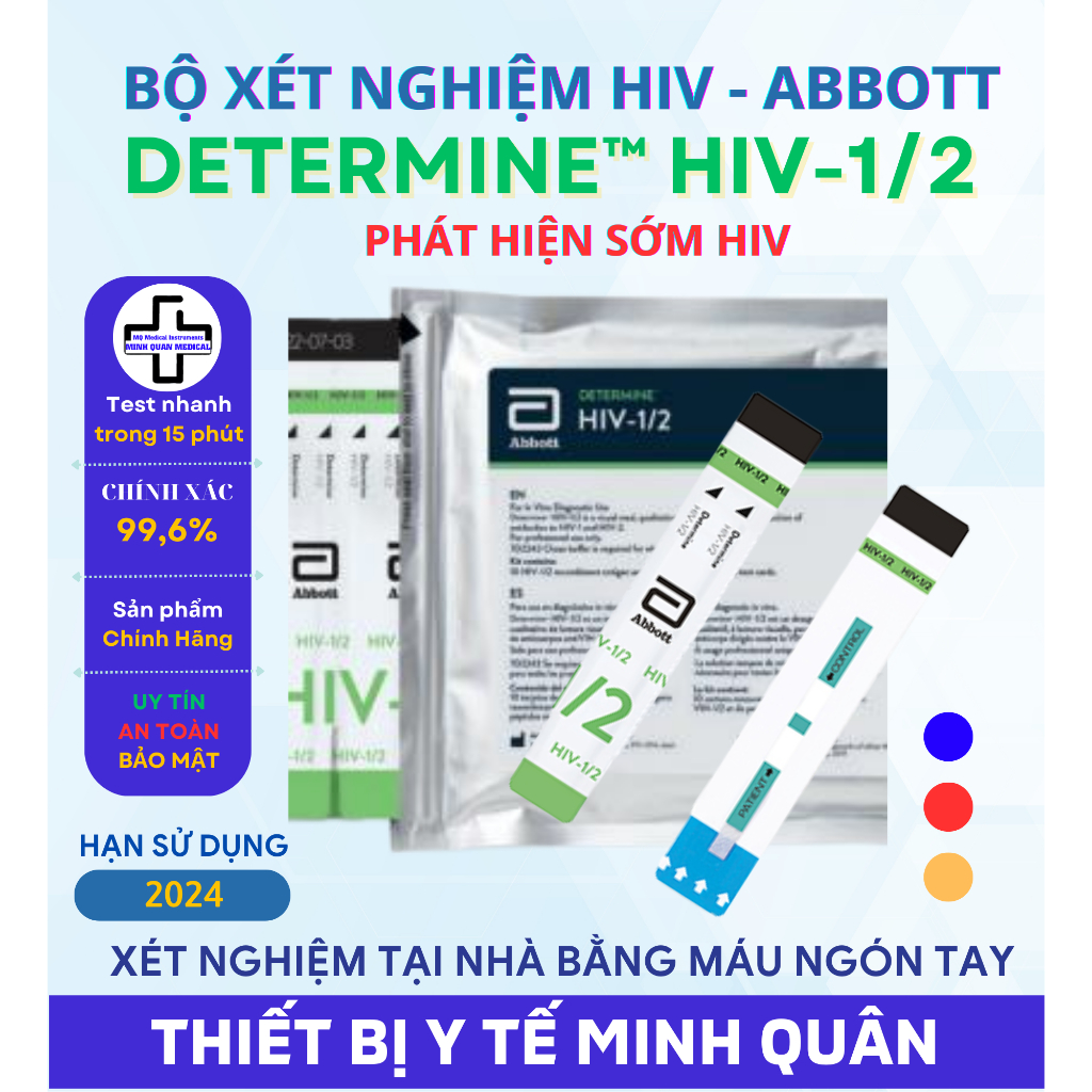 [ Hỏa Tốc ] Bộ xét nghiệm HIV Determin 1/2 HIV - thế hệ thứ 4 phát hiện sớm HIV