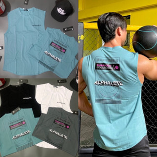 [siêu sale]Áo tank top gym nam, áo ba lỗ gym nam ALPHALETE phom body cực chất,chất vải cotton 100% ,co giãn 4 chiều.