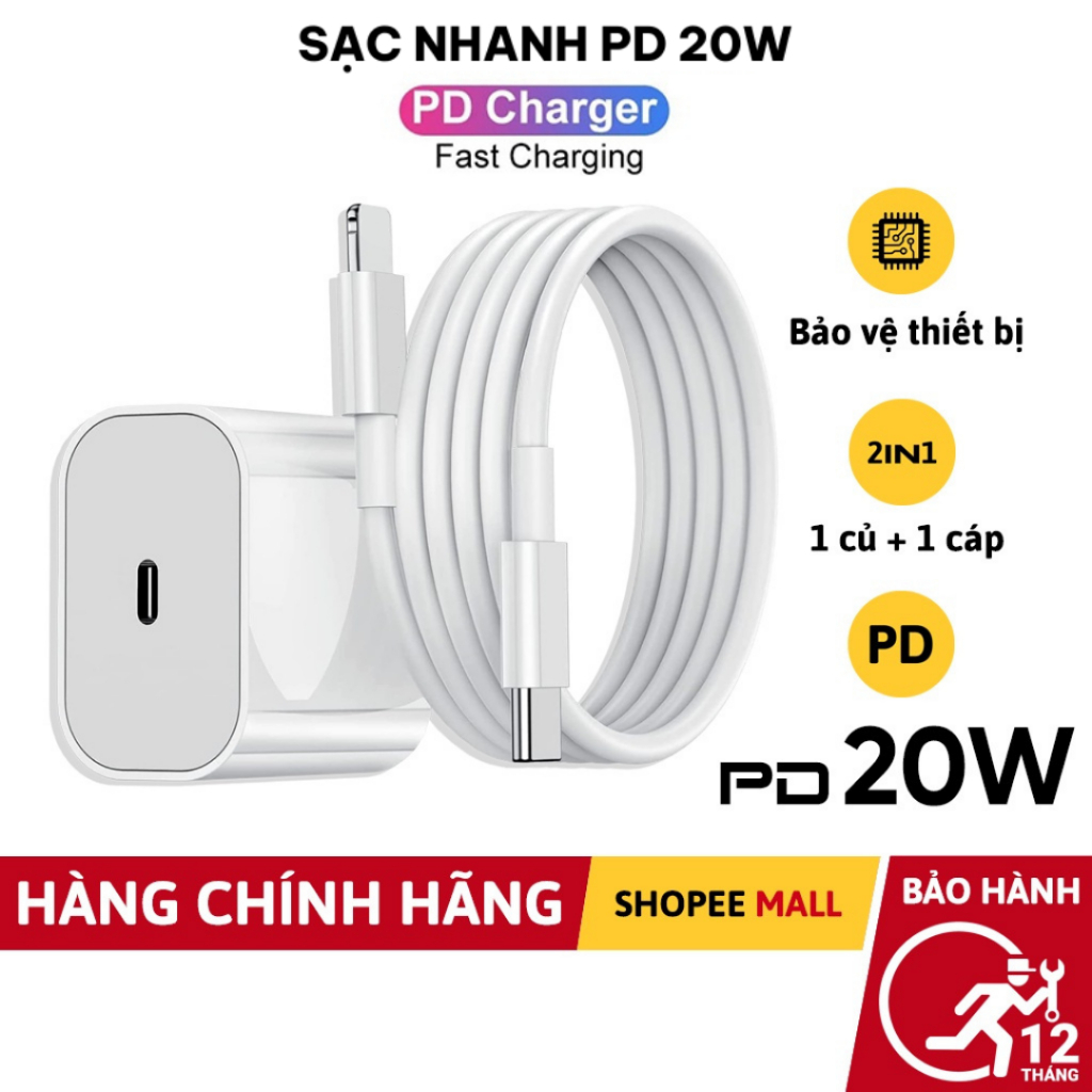 Bộ Củ Cáp Sạc Nhanh PD 20W sạc nhanh ổn định không nóng máy an toàn cho điện thoại LC DESIGN | BigBuy360 - bigbuy360.vn