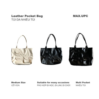 Túi tote da đeo vai “leather pocket bag”