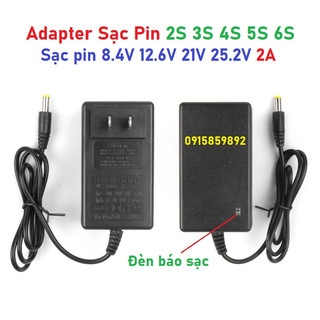 Adapter sạc pin 2s 3s 4s 5s 6s có đèn báo sạc - bộ sạc pin 8.4v 12.6v 21v 25.2v 2a