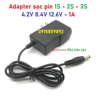 Adapter sạc pin 1s 2s 3s có đèn báo sạc - bộ sạc pin 4.2v 8.4v 12.6v 1a