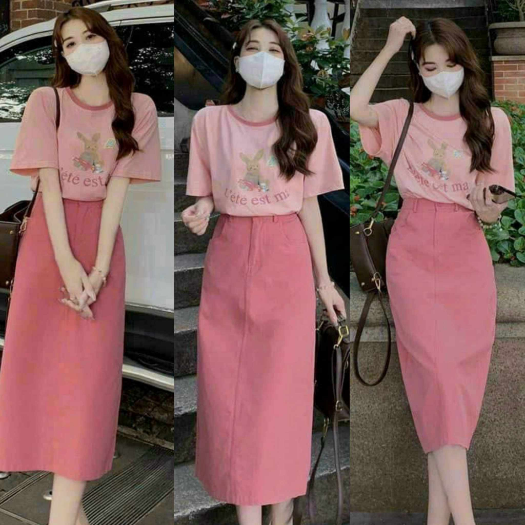 Sét Nữ trẻ trung năng động áo cotton kèm váy sang trọng tinh tế