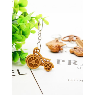 Móc khóa cute giả gỗ nhiều hình Vintage