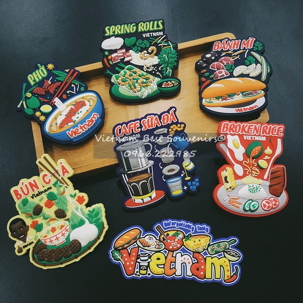 Nam châm hít dán tủ lạnh lưu niệm magnet 3D độc đáo hình Phở, Bún Chả Việt Nam