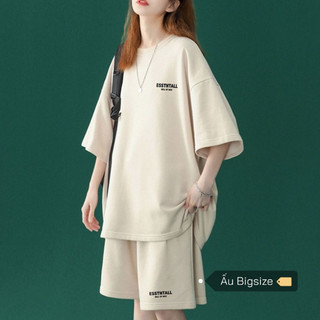 [HÀNG CÓ SẴN] Set áo thun kèm quần lửng cotton in chữ Essen Super Bigsize Đến 150kg