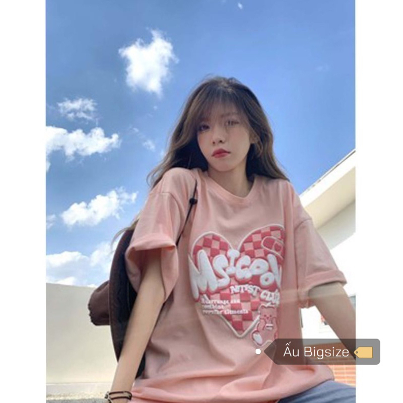 Áo thun ngắn tay in hình TRÁI TIM HỒNG MSICROW Super Bigsize đến 150kg