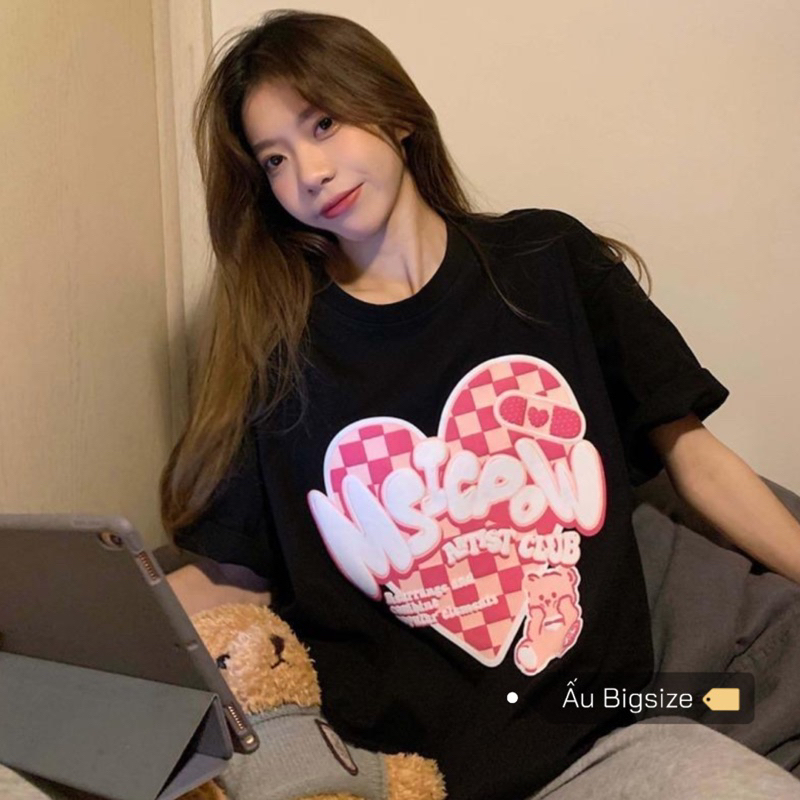 Áo thun ngắn tay in hình TRÁI TIM HỒNG MSICROW Super Bigsize đến 150kg