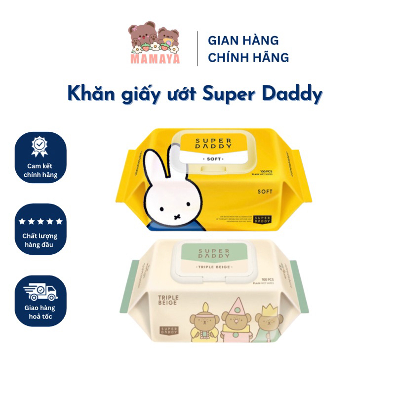 KHĂN ƯỚT CAO CẤP NỘI ĐỊA HÀN SUPER DADDY 100 tờ