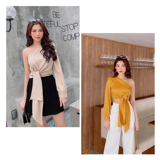 ÁO CROPTOP LỆCH VAI TAY DÀI [GEMI SHOP]