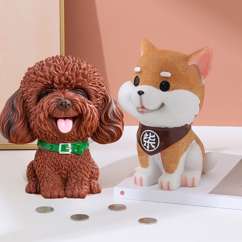 Tượng tô màu CHÚ CHÓ XÙ thạch cao size lớn 18-24cm