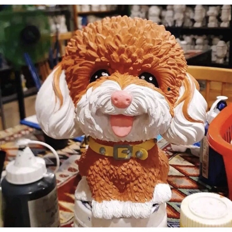 Tượng tô màu CHÚ CHÓ XÙ thạch cao size lớn 18-24cm
