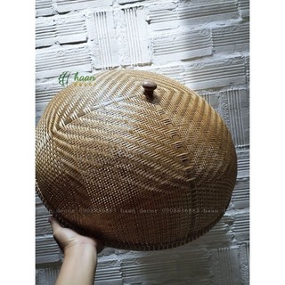 Lồng Bàn Tre Núm Gỗ Đậy Thức Ăn, Trang Trí Nhà Bếp; Lồng Bàn Tre Đan Kỹ