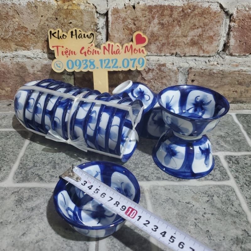 💥🌿SET 5 CHÉN CHÈ SỨ HOA MAI XANH💢💥🌿 (Hàng Gốm sứ HÀ Nội) Chén nhỏ đựng sốt chấm gia vị🤗