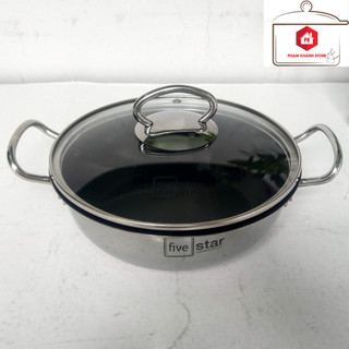 Nồi Chống Dính Inox 430 Fivestar Standard 3 Đáy Nắp Kính Sử Dụng Được Trên Bếp Điện Từ