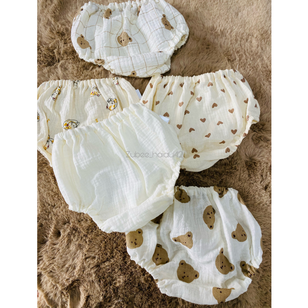 Quần chip xô muslin mềm mát thấm hút cho bé trai bé gái