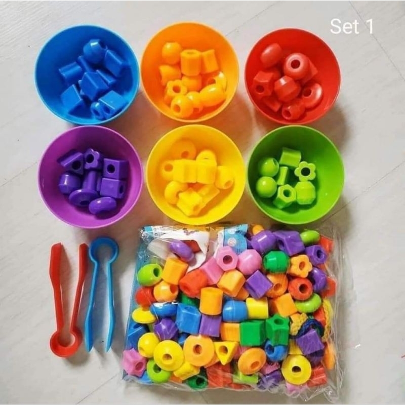 sét 6 bát nhựa màu cho bé tập gắp và phân biệt màu sắc