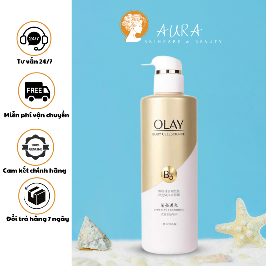 (Chính hãng) Sữa Tắm OLAY B3+ Siêu Dưỡng Trắng Da, Cấp Ẩm Và Đàn Hồi Cho Da Chai 500ml