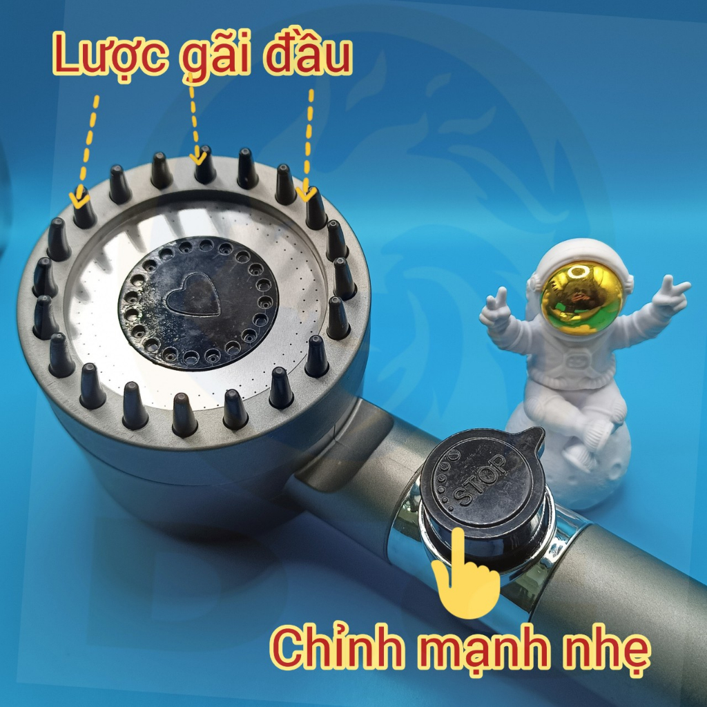 Vòi hoa sen DG tăng áp có lược mát xoa đầu màu xám BS29